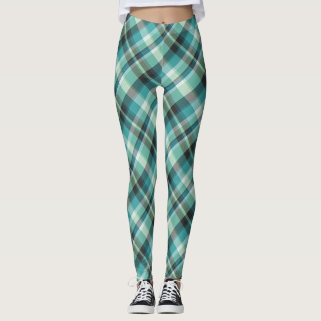 Leggings Plat bleu vert (Devant)