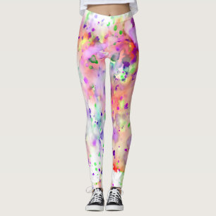Leggings Plat de peinture rouge, orange, violet et vert amu