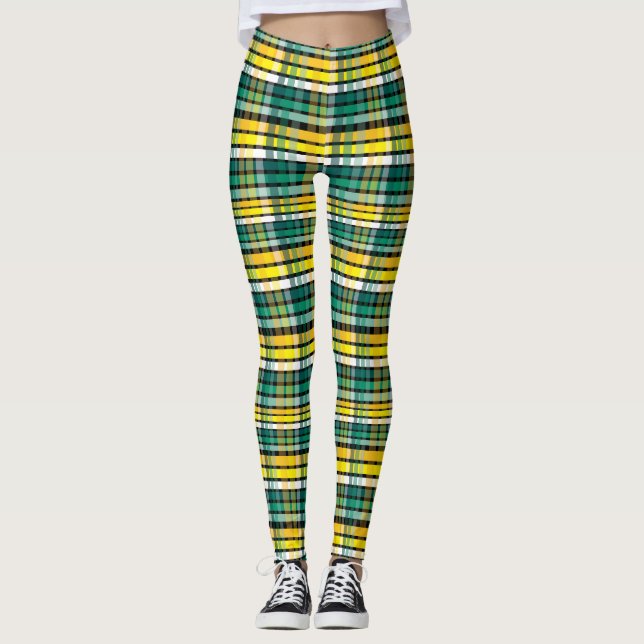 Leggings Plat Turquoise Jaune Et Noir (Devant)