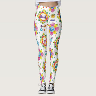 Leggings Playful Floral Mandalas Seamless Pattern