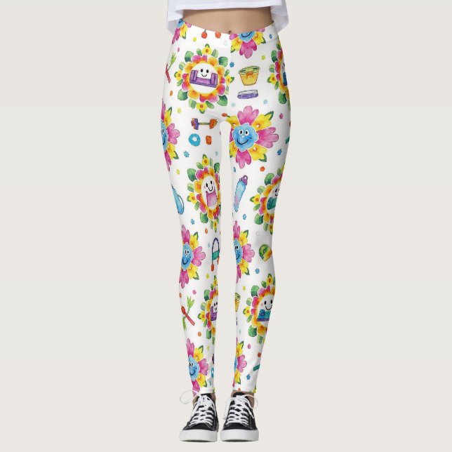 Leggings Playful Floral Mandalas Seamless Pattern (Devant)