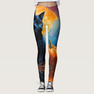 Leggings Pleine lune Citrouille de Kitten noir Feuilles d'a