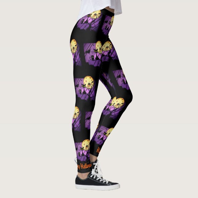 Leggings Pleine lune de chat noir Joyeux Halloween Leggels (Droite)