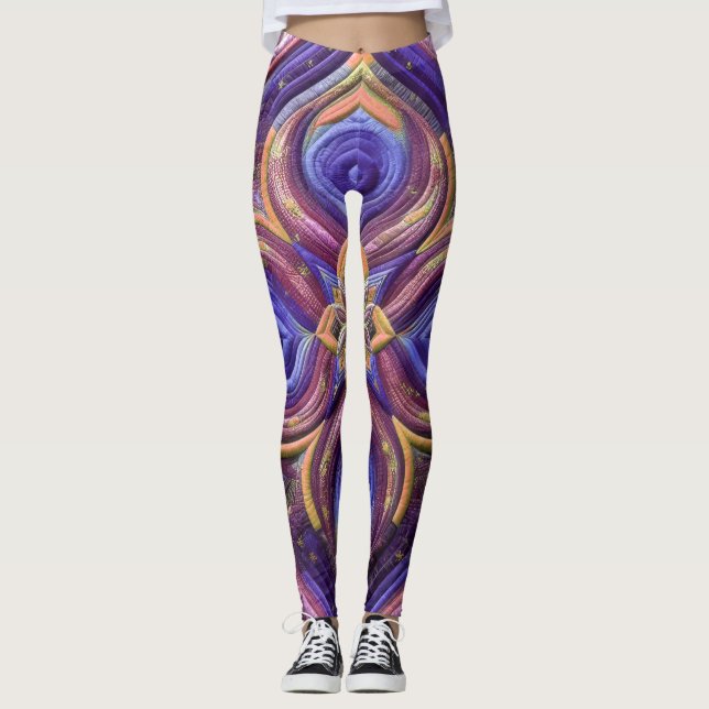 Leggings Plum bleu courbé Conception abstraite (Devant)