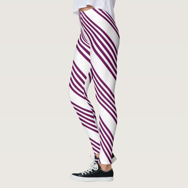 Leggings Plum et blanc cinq bandes motif (Gauche)