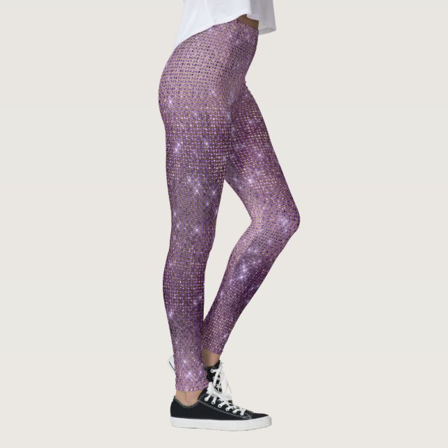 Leggings Plum violet or diamant métallique brillant (Droite)