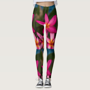 Leggings Plumeria arrière - plan de fleurs exotiques