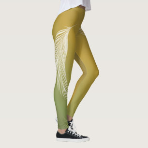 Leggings Plumes blanches sur la Terre Tons Gradient