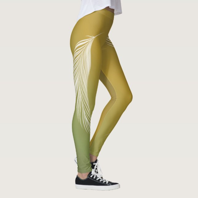 Leggings Plumes blanches sur la Terre Tons Gradient (Droite)