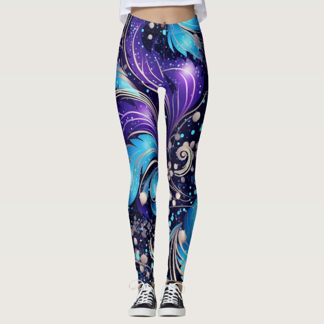 Leggings Plumes bleues (Devant)