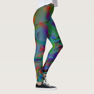 Leggings plumes bleues abstraites