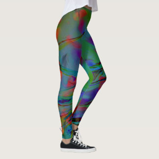 Leggings plumes bleues abstraites