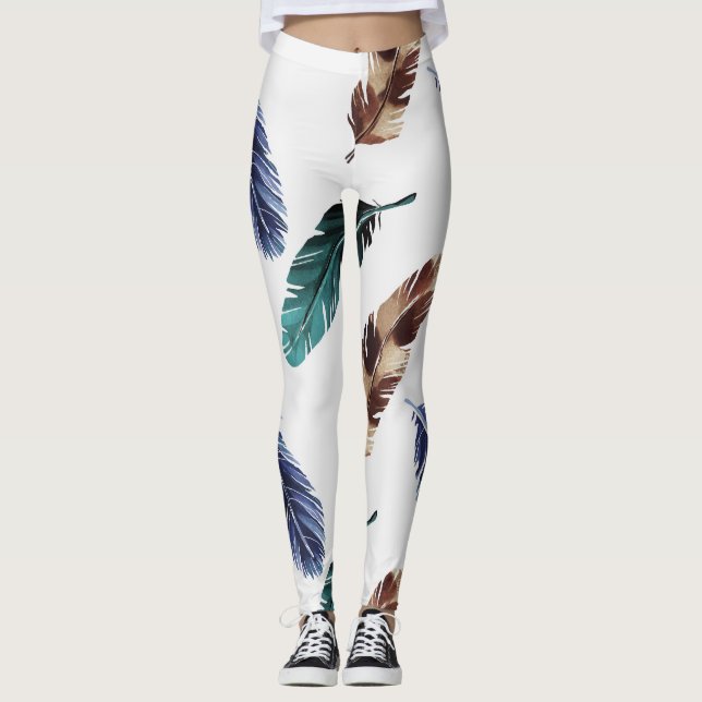 Leggings Plumes colorées Texture tribale (Devant)