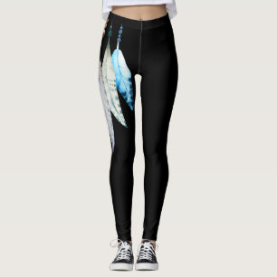 Leggings Plumes de flirt de *~* sur le noir