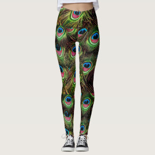 Leggings plumes de paon