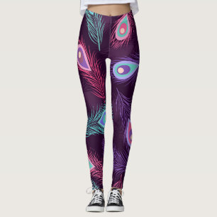 Leggings Plumes de paon : Main Tirée Vintage.