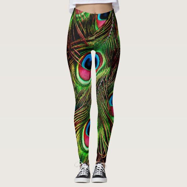 Leggings plumes de paon plumage motif (Devant)