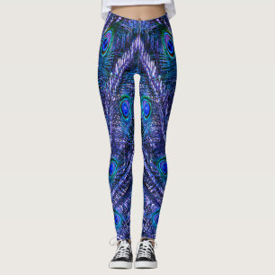 Leggings Plumes de paon violet