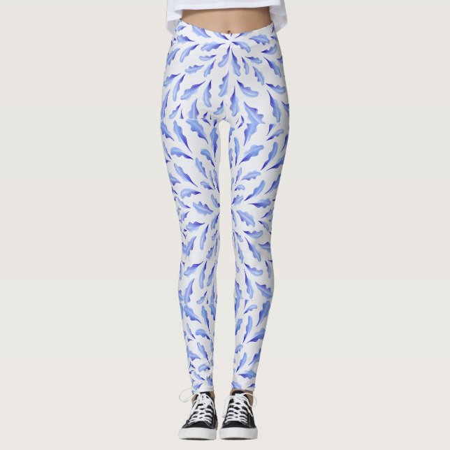Leggings Plumes d'oiseau bleu (Devant)