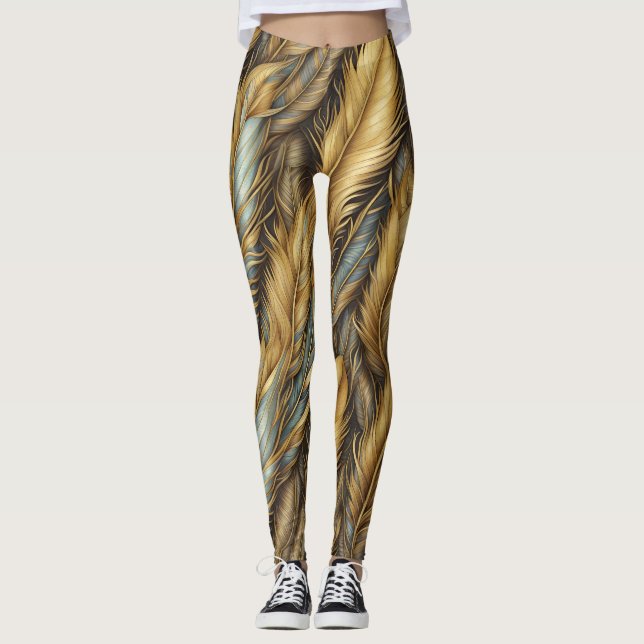 Leggings Plumes d'or Argent Art (Devant)