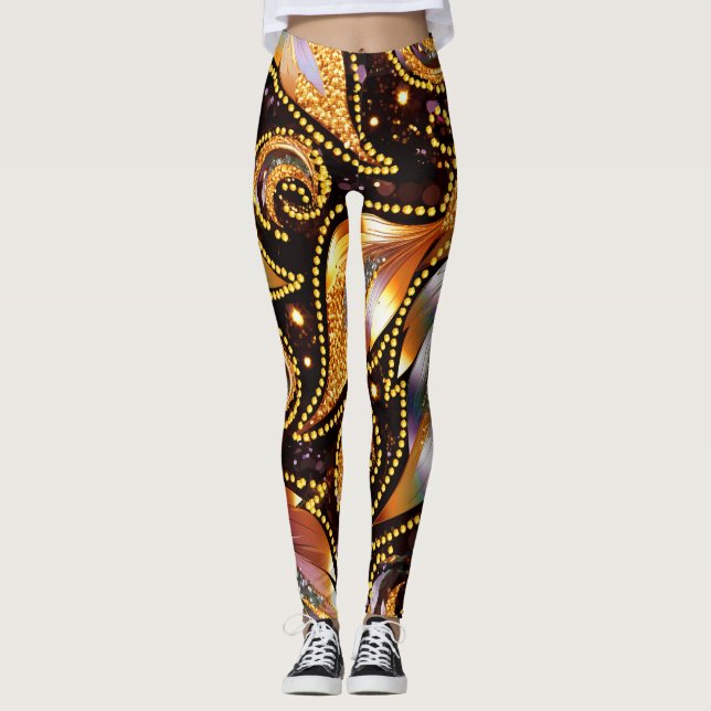 Leggings Plumes luxueuses Abstraites (Devant)