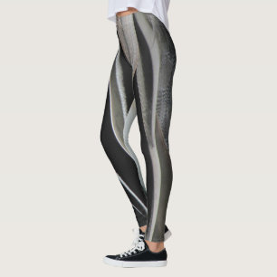 Leggings Plumes Motif Oiseau sauvage Gris Noir Gris