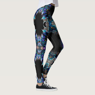 Leggings Plumes Peacock Bleues