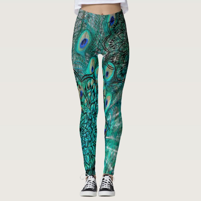 Leggings Plumes Peacock de luxe (Devant)