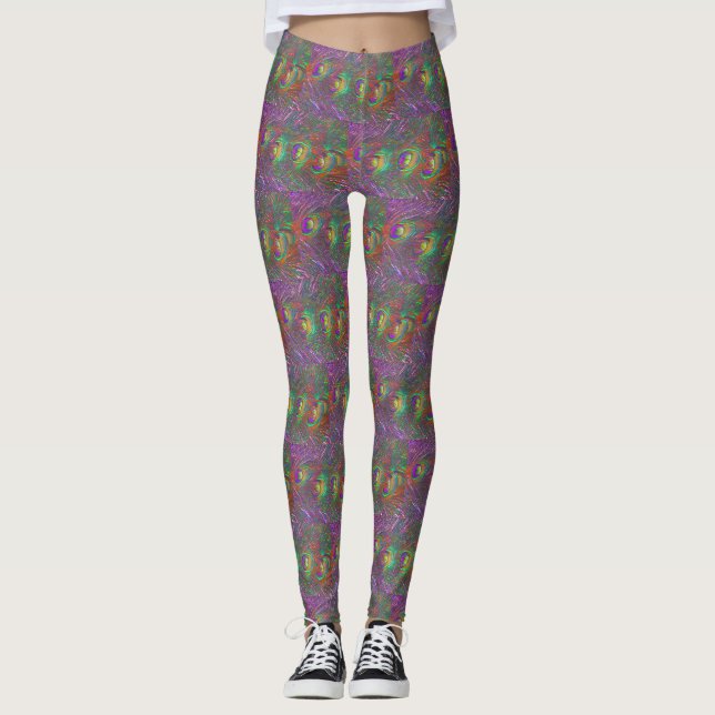 Leggings Plumes Peacock Tinsel de Noël (Devant)