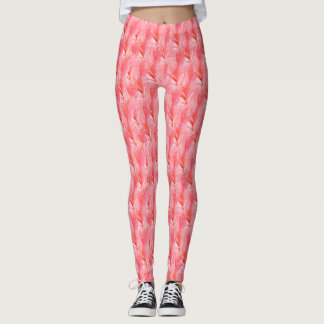 Leggings Plumes Rose Chaud