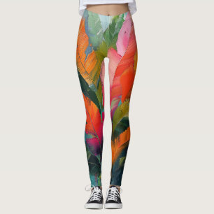 Leggings Plumes tropicales – Abstraction botanique vibrante