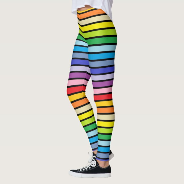 Leggings Plus larges rayures d'arc-en-ciel de spectre (Gauche)