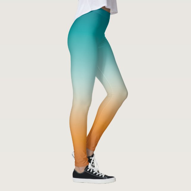Leggings Plutôt Ombre Sunny Orange & Turquoise Blue Gradien (Droite)