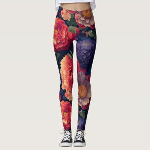 Leggings Plutôt vintage rouge Orange mum mum peony floral