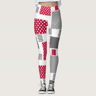 Leggings Pneuka rouge gris patchwork sur arrière - plan bla
