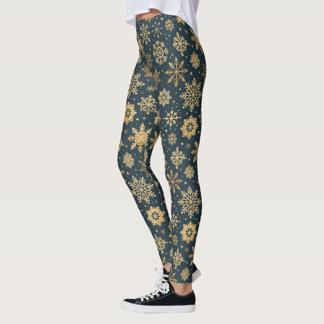 Leggings Pneus dorés sur bleu foncé (Gauche)