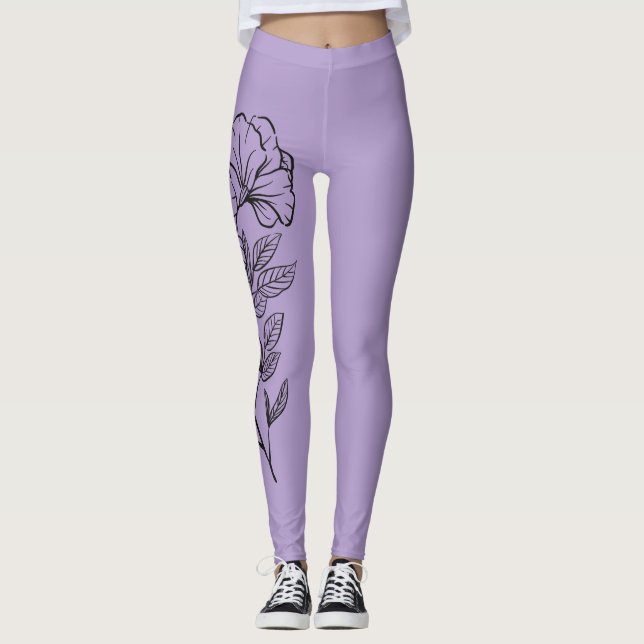 Leggings Pochoir de fleur (Devant)