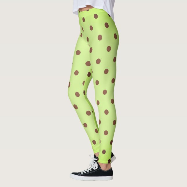 Leggings Point de Polka Retro Brown et vert clair (Gauche)