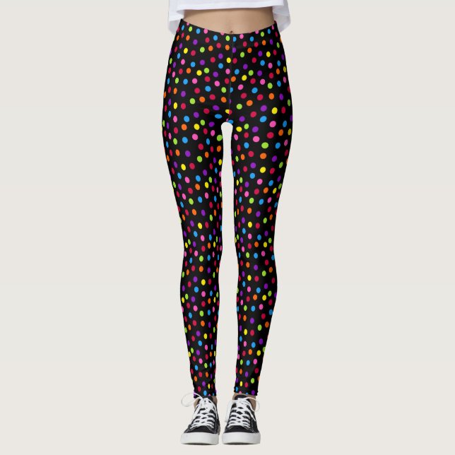 Leggings Point Polka noir arc-en-ciel (Devant)