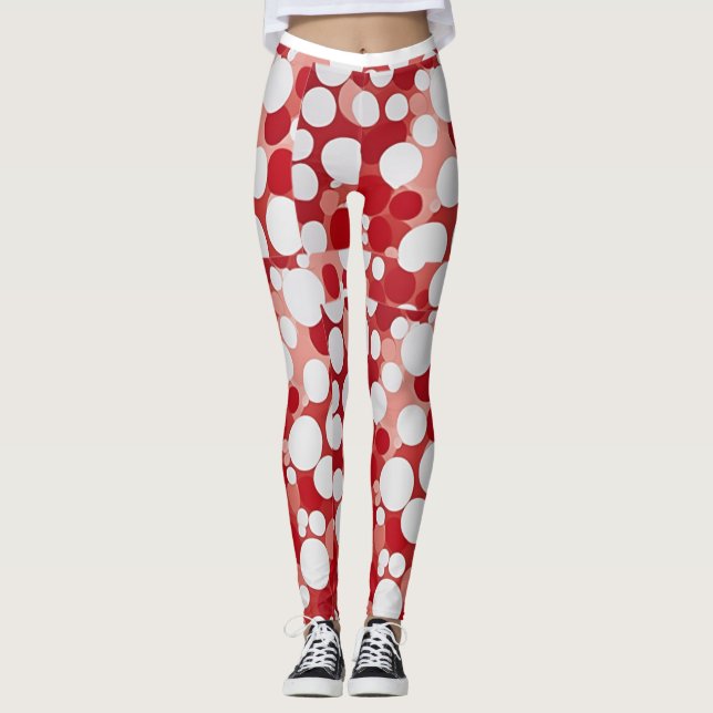 Leggings Point Polka rouge n blanc (Devant)