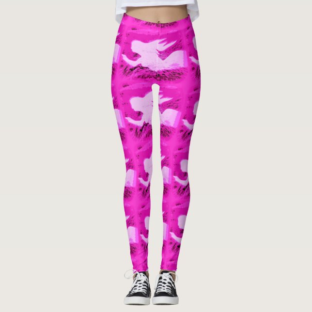 Leggings pointant des sirènes roses (Devant)