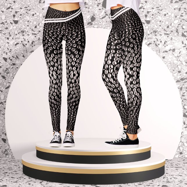 Leggings Points Abstraits géométriques brillants noirs et b (Créateur téléchargé)