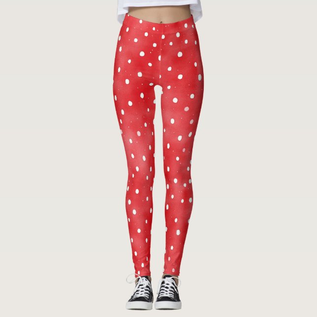 Leggings Points Crème Rouges (Devant)