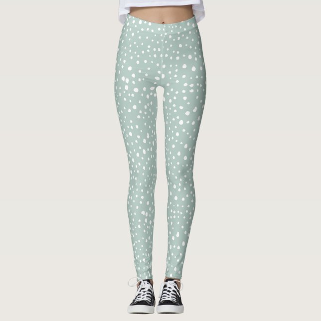 Leggings Points Dalmatiens verts, Points Dalmatiens, Pots D (Devant)