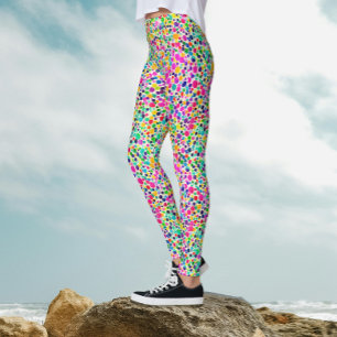 Leggings Points de couleur abstraits Motif de peinture à l'