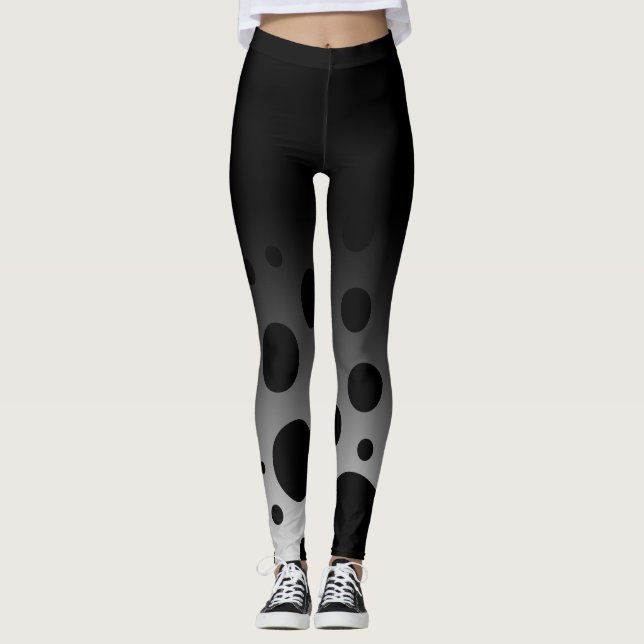 Leggings Points et cercles noirs et blancs d'amusement avec (Devant)