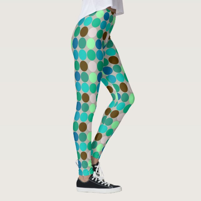 Leggings Points géants du milieu du siècle, turquoise et gr (Droite)