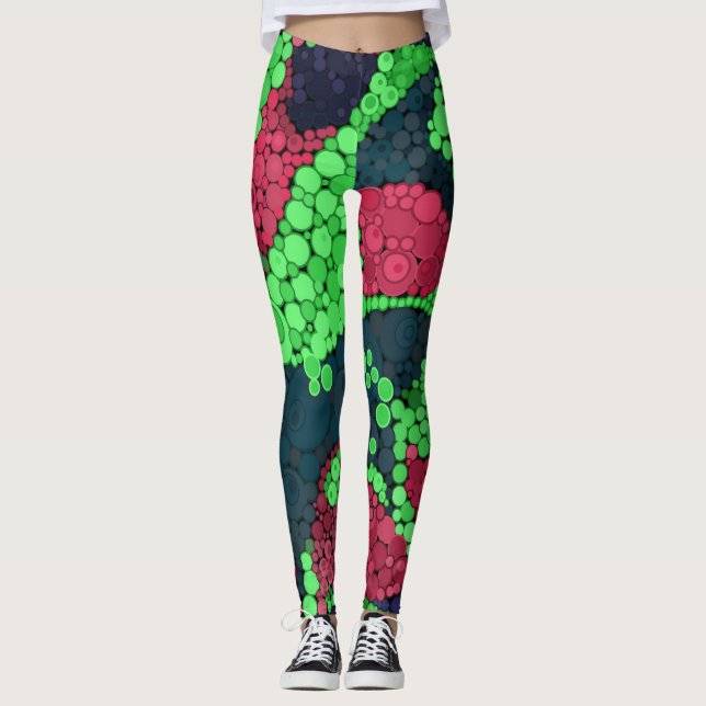 Leggings Points pointillisés abstraits sans couture cercles (Devant)