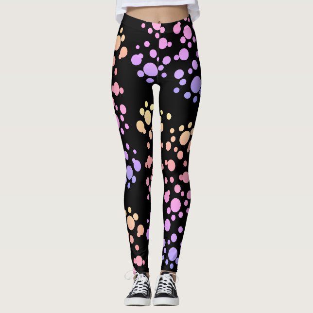 Leggings Points Rainbow tendance sur Noir - (Devant)