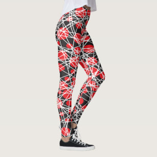 Leggings Points rouges abstraits et lignes blanches emmêlée
